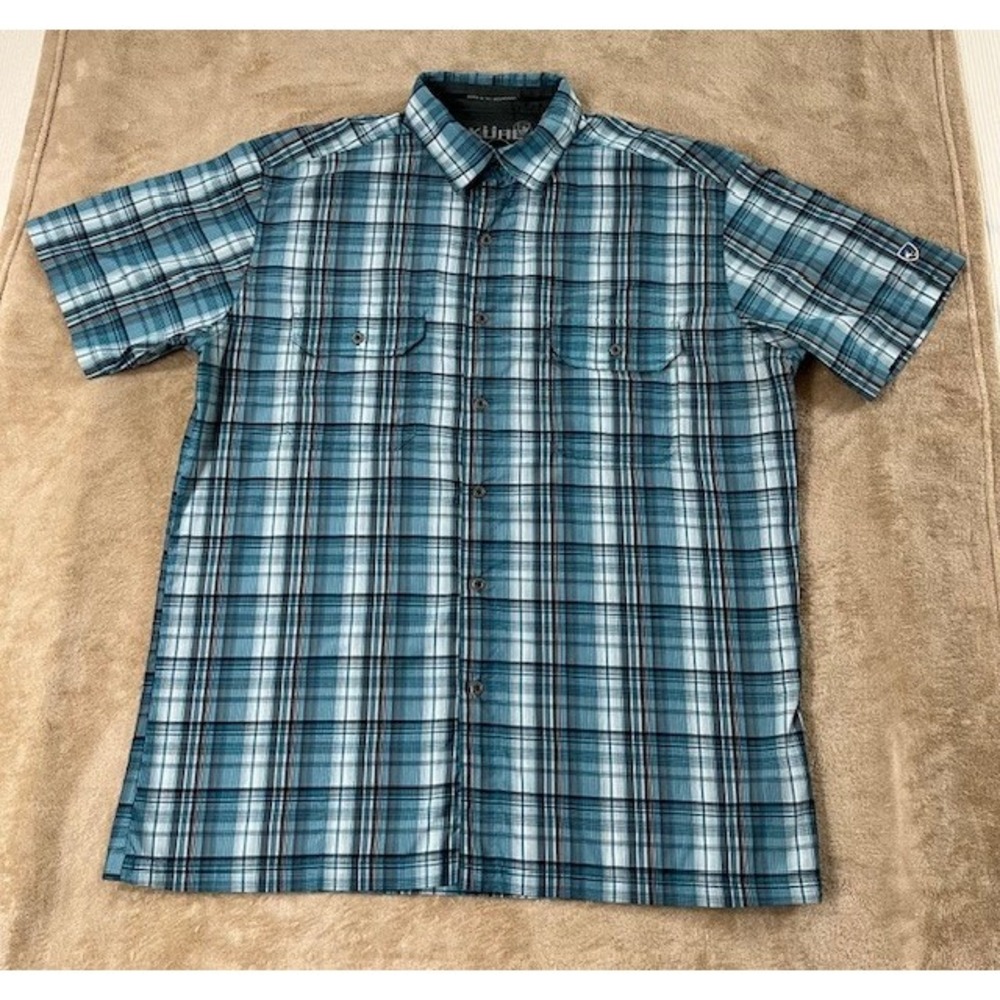 Kuhl Blue Plaid Casual Button Down Shirt